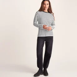 Kitty Womens Long Sleeve Striped T-Shirt - Washed Black Stripe