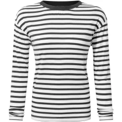 Kitty Womens Long Sleeve Striped T-Shirt - Washed Black Stripe