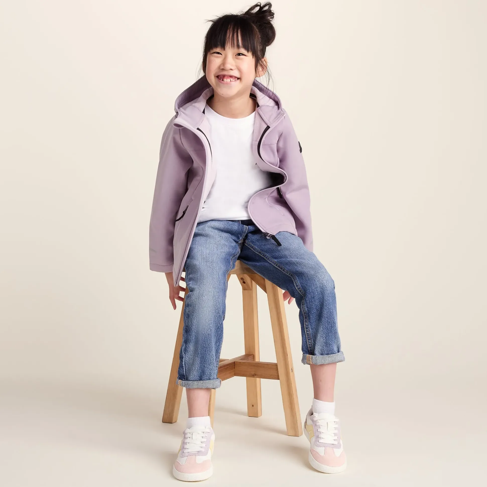 Koroma Kids Softshell Hooded Jacket - Lavender Grey