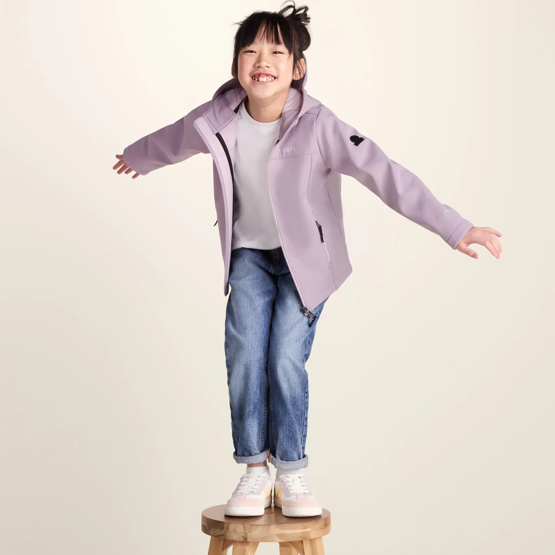 Koroma Kids Softshell Hooded Jacket - Lavender Grey