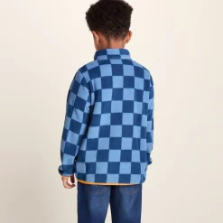 Lacaune Kids Shaun the Sheep Fleece Zip Jacket - Bluebell/Night Blue Checkerboard