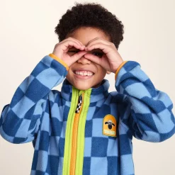 Lacaune Kids Shaun the Sheep Fleece Zip Jacket - Bluebell/Night Blue Checkerboard