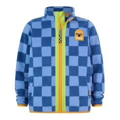 Lacaune Kids Shaun the Sheep Fleece Zip Jacket - Bluebell/Night Blue Checkerboard