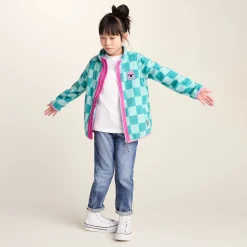 Lacaune Kids Shaun the Sheep Fleece Zip Jacket - Spearmint/Bubblegum Checkerboard