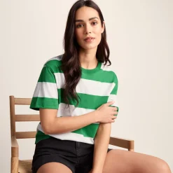 Lani Womens 100% Cotton Supersoft Boxy Fit T-Shirt - Sage Stripe