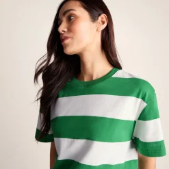 Lani Womens 100% Cotton Supersoft Boxy Fit T-Shirt - Sage Stripe