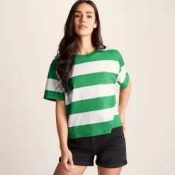 Lani Womens 100% Cotton Supersoft Boxy Fit T-Shirt - Sage Stripe