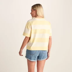 Lani Womens 100% Cotton Supersoft Boxy Fit T-Shirt - Butter Yellow Stripe