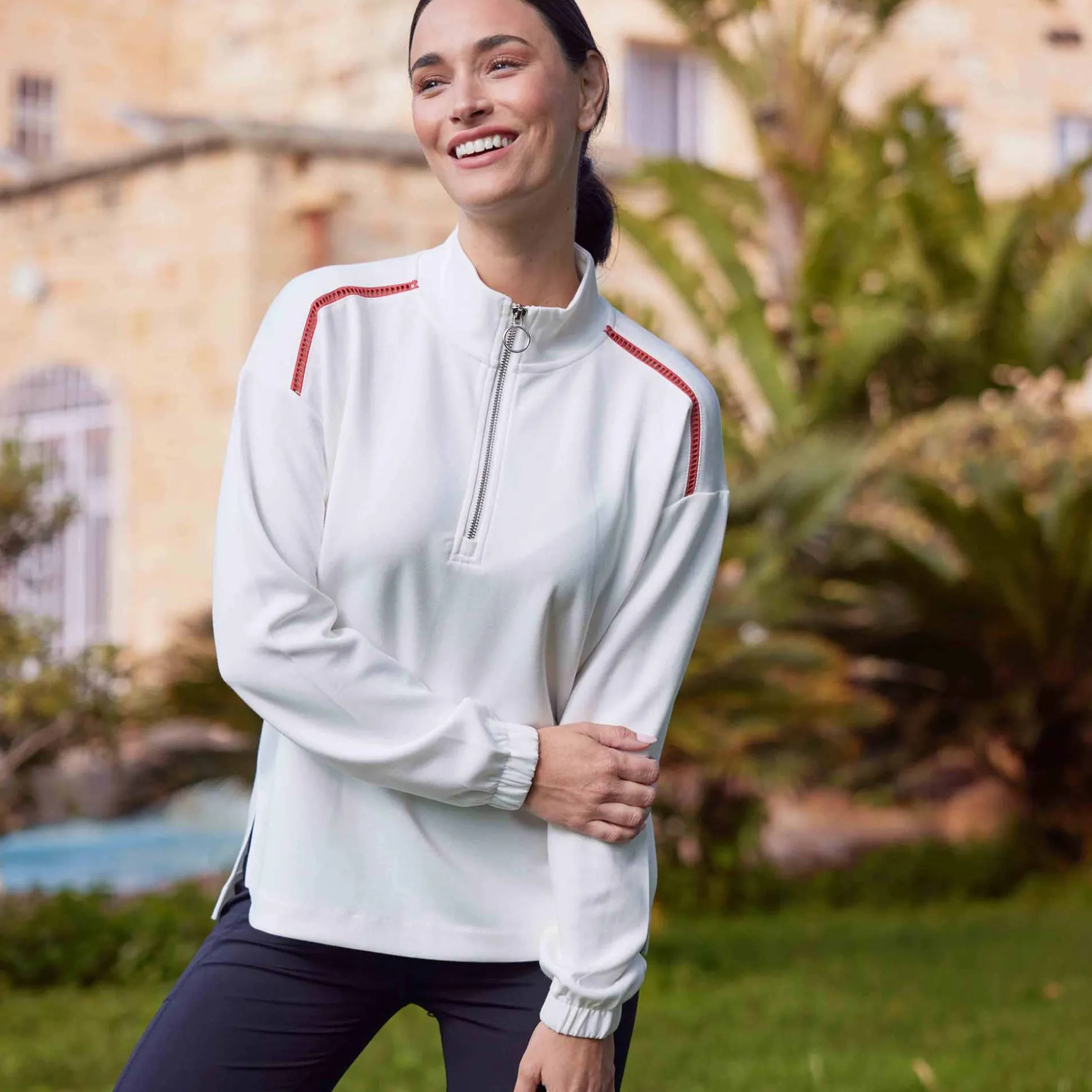 Larelle Womens Half Zip Sweatshirt - Vanilla