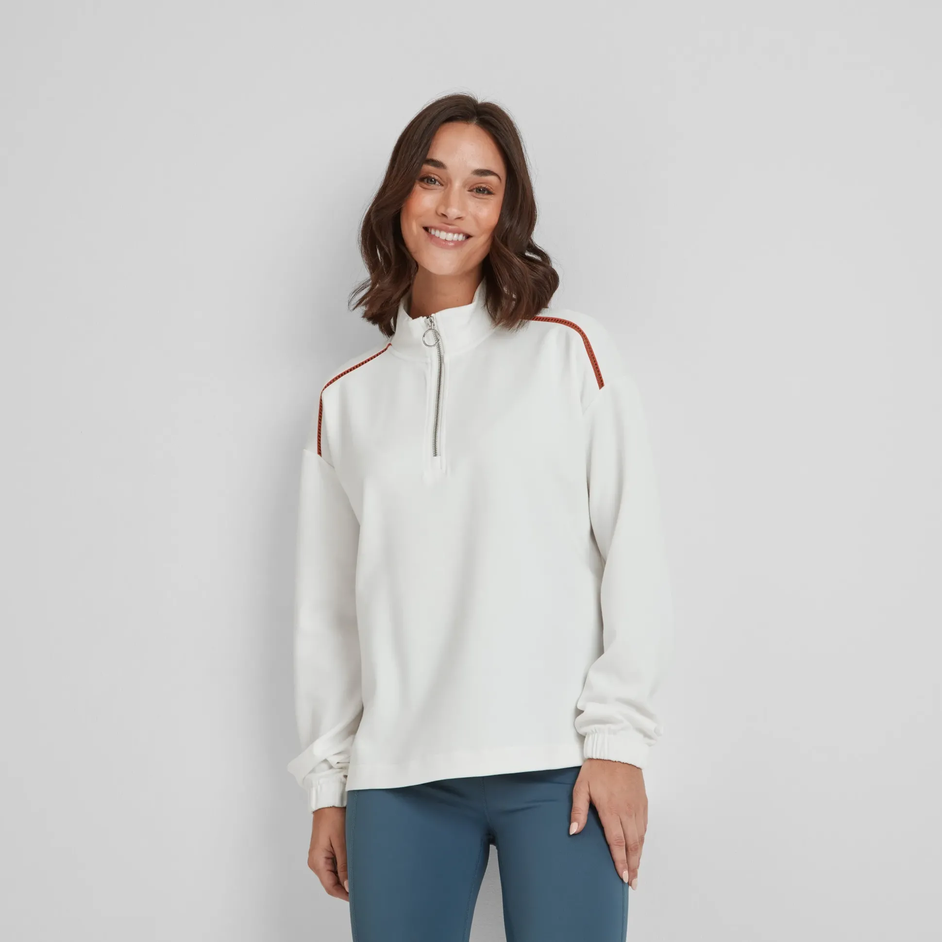 Larelle Womens Half Zip Sweatshirt - Vanilla