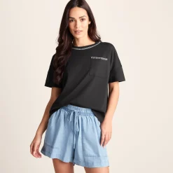 Laurie Womens 100% Cotton Supersoft Boxy Fit T-Shirt - Washed Black