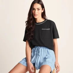 Laurie Womens 100% Cotton Supersoft Boxy Fit T-Shirt - Washed Black