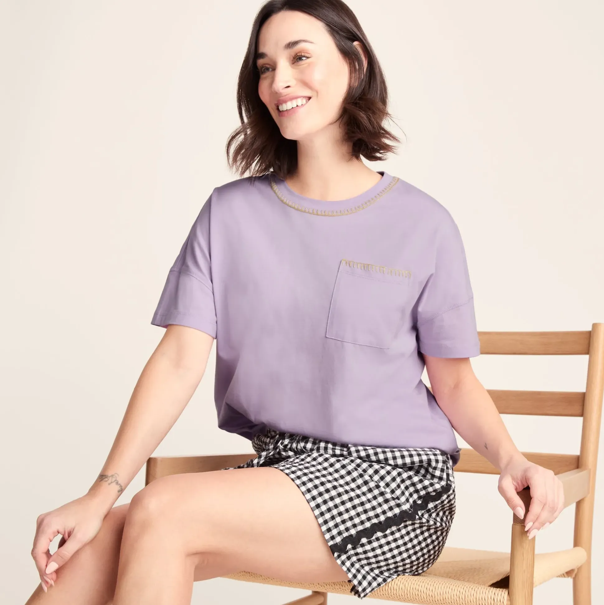 Laurie Womens 100% Cotton Supersoft Boxy Fit T-Shirt - Lilac Blossom