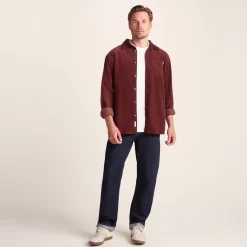 Lenny Mens Long Sleeve Lightweight Corduroy Shirt - Port