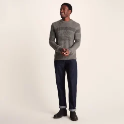 Leonard Mens Chunky Knitted Jumper - Mid Grey