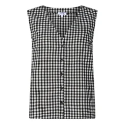 Lila Womens Short Sleeve Gingham Check Shirt - Black Check