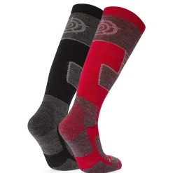 Linz 2 Pack Mens Ski Socks - Black/Chilli Red