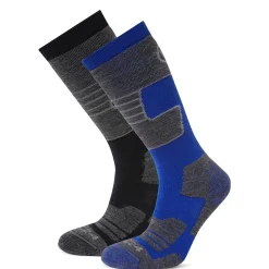 Linz 2 Pack Mens Ski Socks - Black/Royal Blue