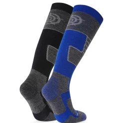 Linz 2 Pack Mens Ski Socks - Black/Royal Blue