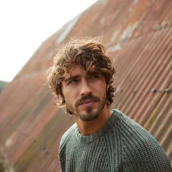 Logan Mens Chunky Knitted Jumper - Light Forest