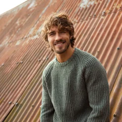 Logan Mens Chunky Knitted Jumper - Light Forest