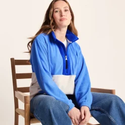 Lowca Womens Relaxed Fit 1/2 Zip Microfleece - Cornflower Blue