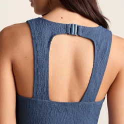 Maggie Womens Mesh Lined One Piece Swimsuit - Smokey Blue
