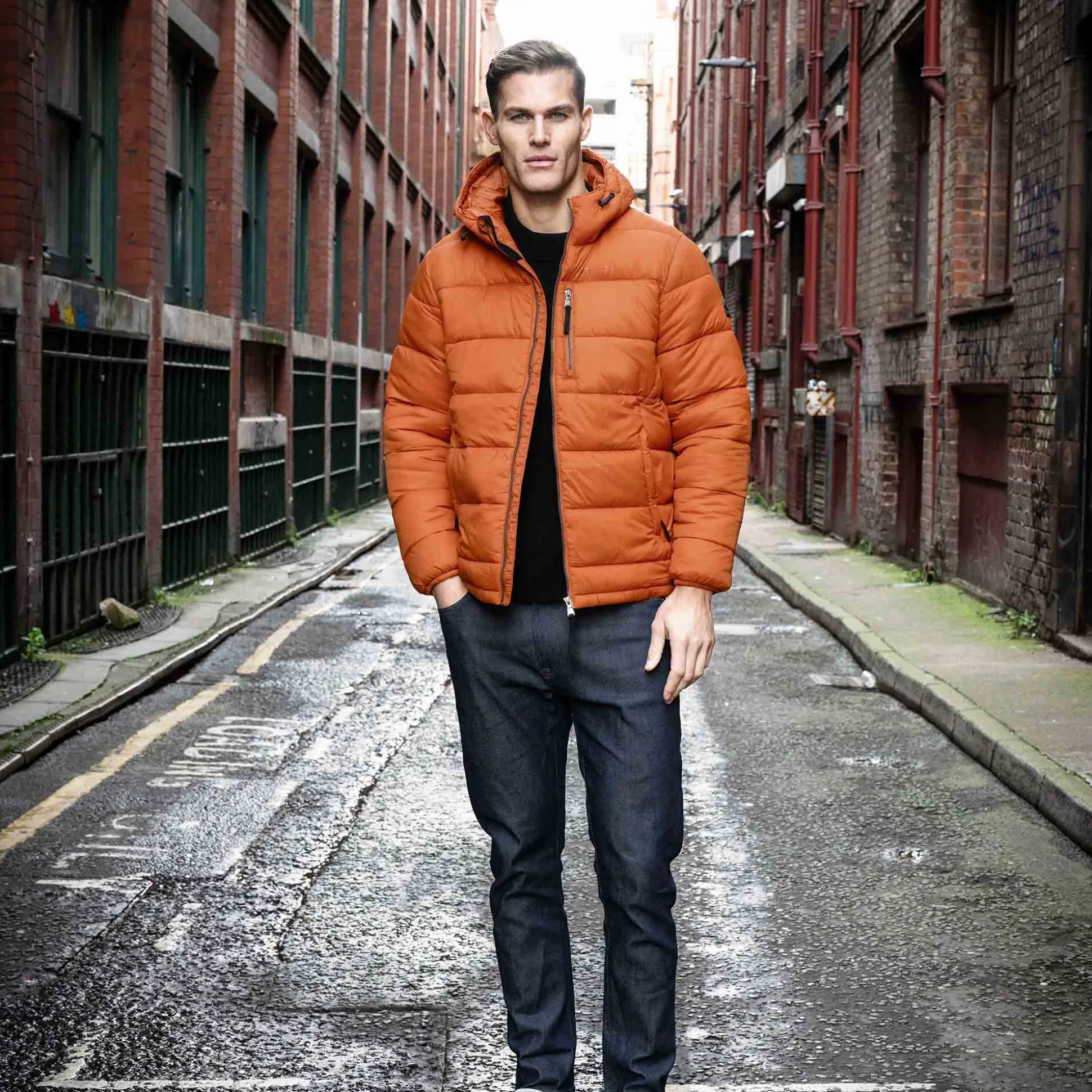 Maloney Mens Wind Resistant Insulated Jacket - Mahogany Orange