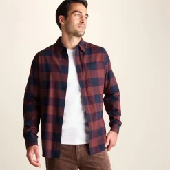Marcel Mens Brushed Flannel Check Shirt - Blue & Brown Check