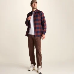Marcel Mens Brushed Flannel Check Shirt - Blue & Brown Check