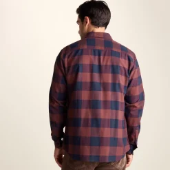 Marcel Mens Brushed Flannel Check Shirt - Blue & Brown Check
