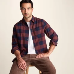 Marcel Mens Brushed Flannel Check Shirt - Blue & Brown Check