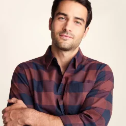 Marcel Mens Brushed Flannel Check Shirt - Blue & Brown Check