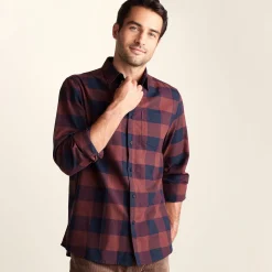 Marcel Mens Brushed Flannel Check Shirt - Blue & Brown Check