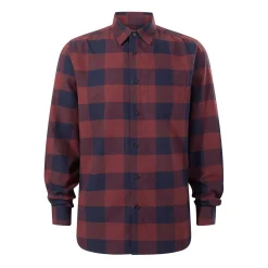 Marcel Mens Brushed Flannel Check Shirt - Blue & Brown Check