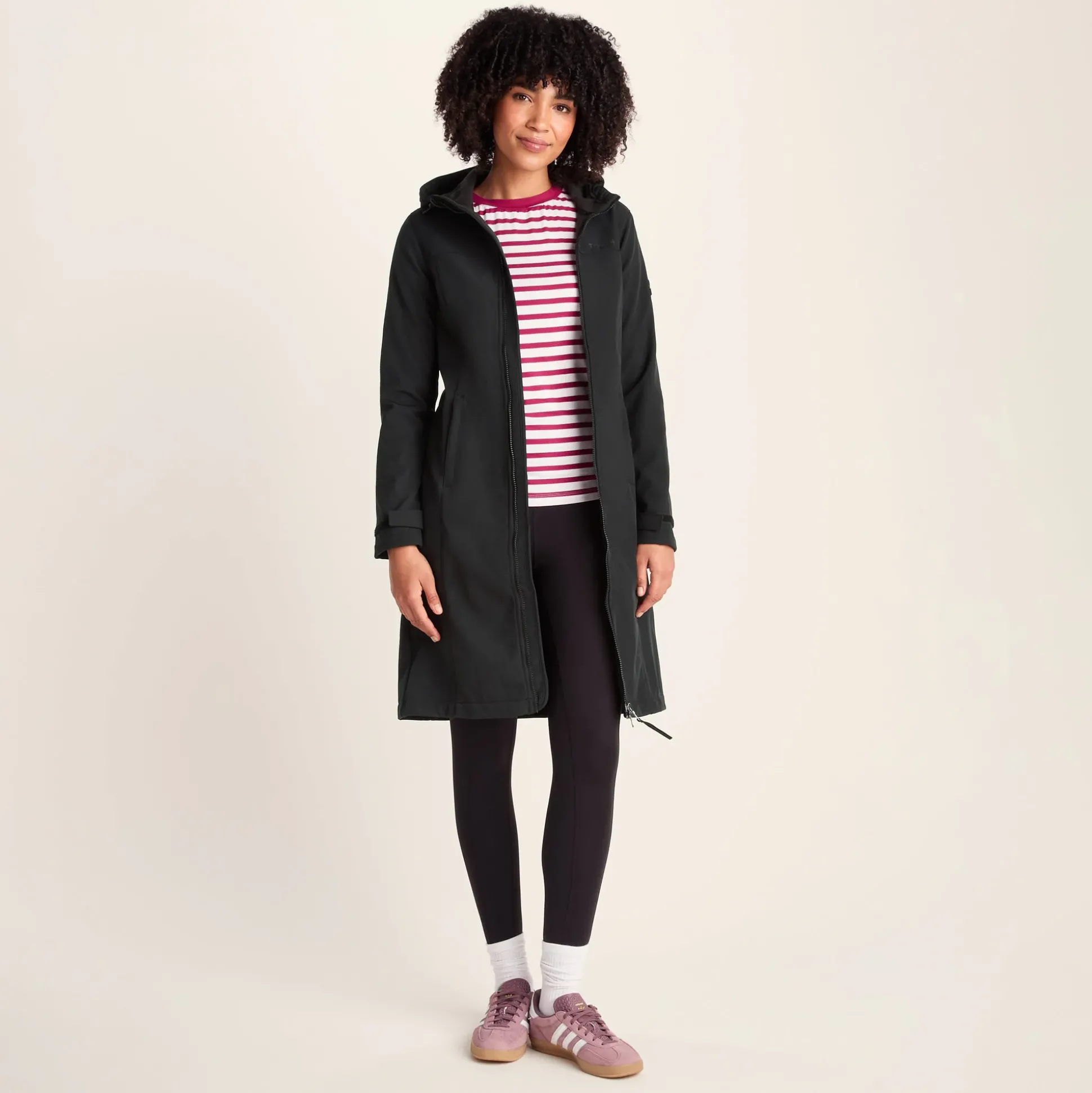 Marina Womens Long Water Resistant Softshell Jacket - Black