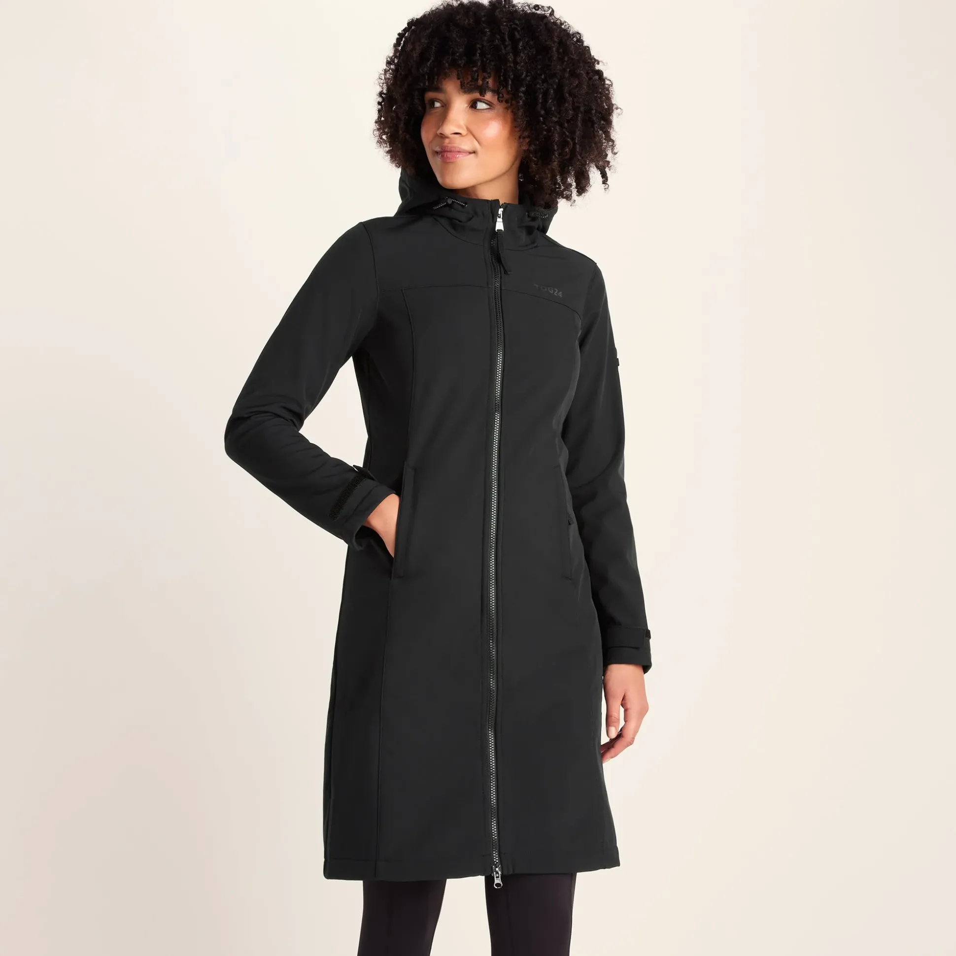 Marina Womens Long Water Resistant Softshell Jacket - Black