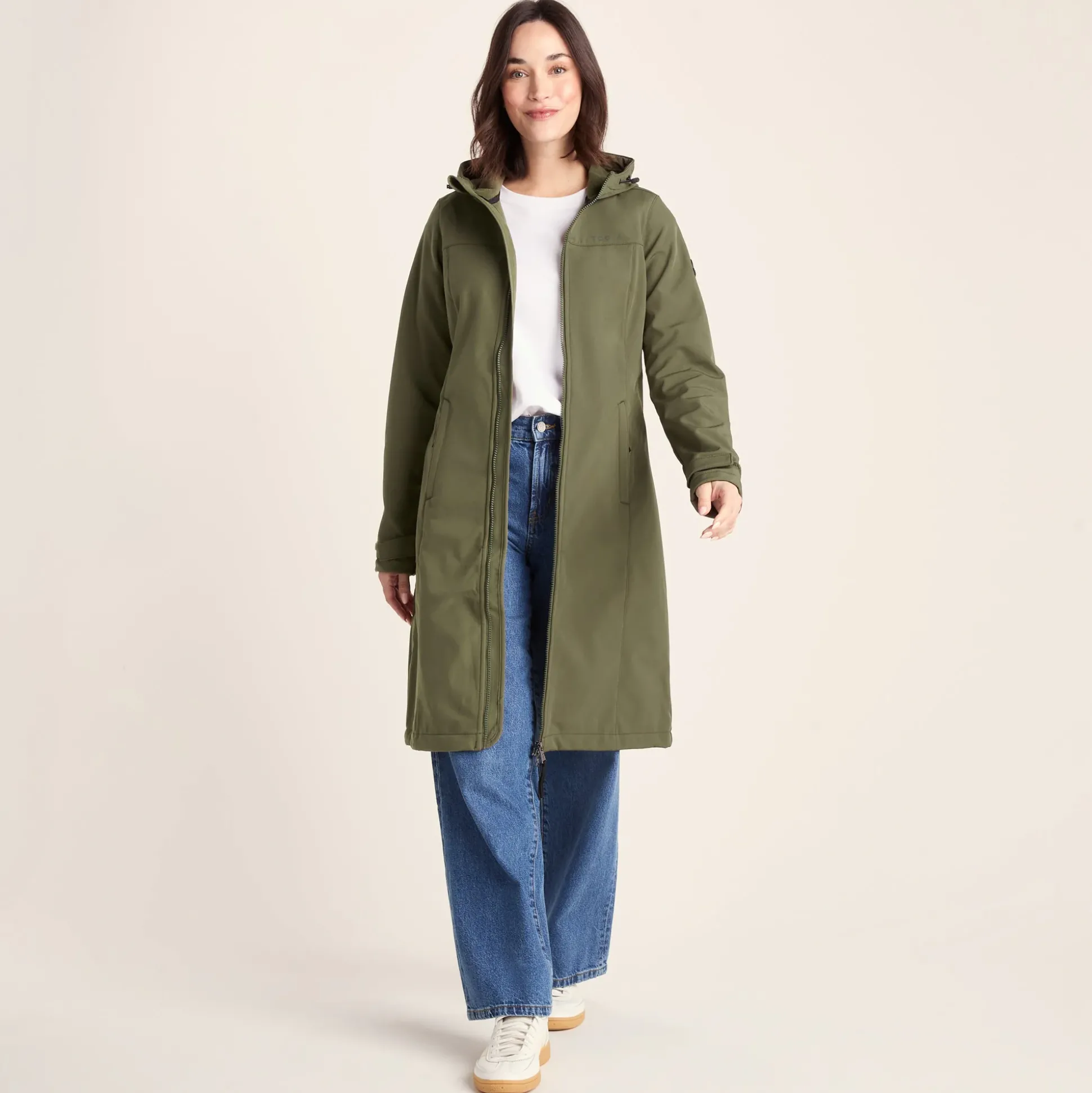 Marina Womens Long Water Resistant Softshell Jacket - Khaki