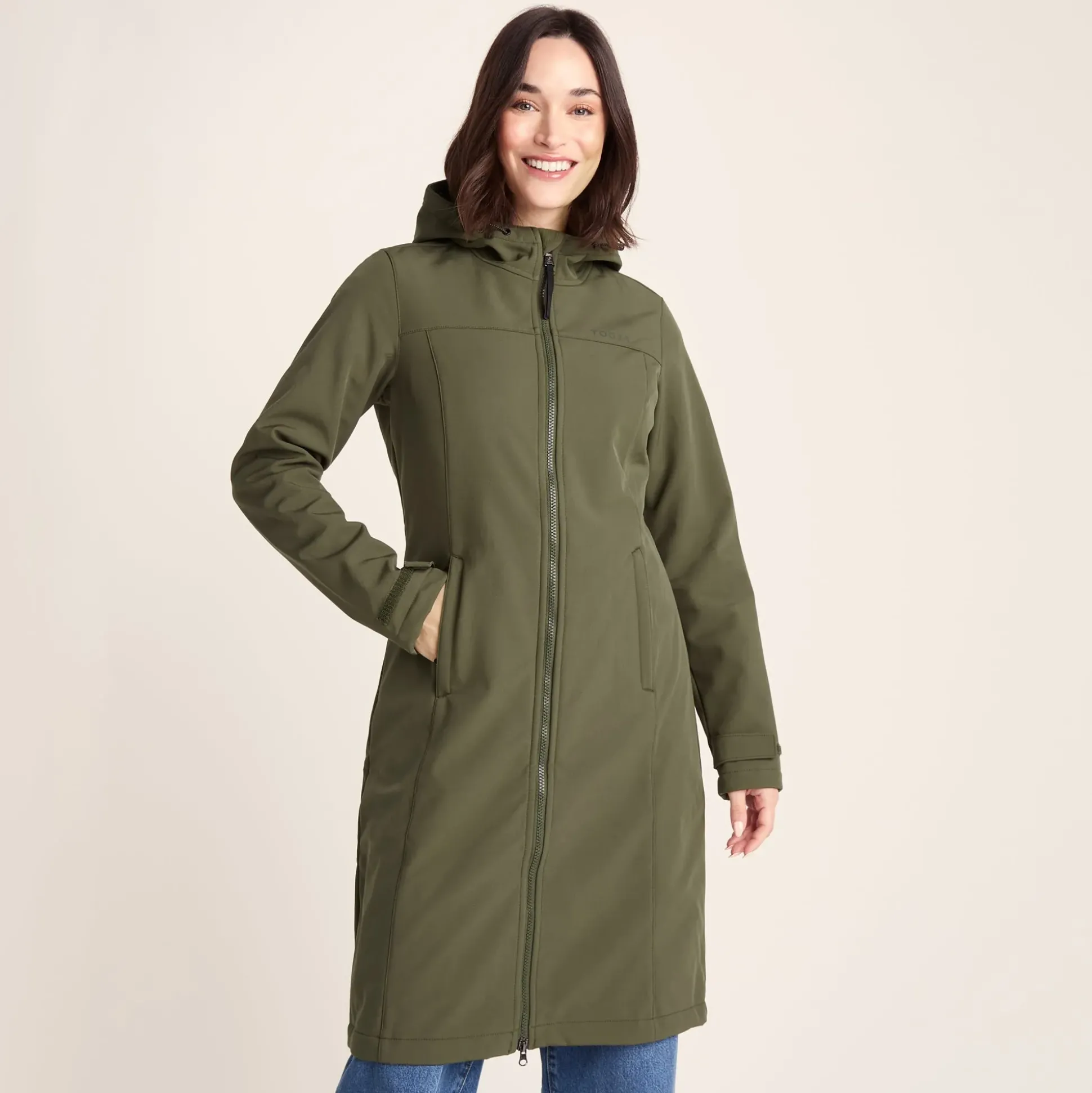 Marina Womens Long Water Resistant Softshell Jacket - Khaki