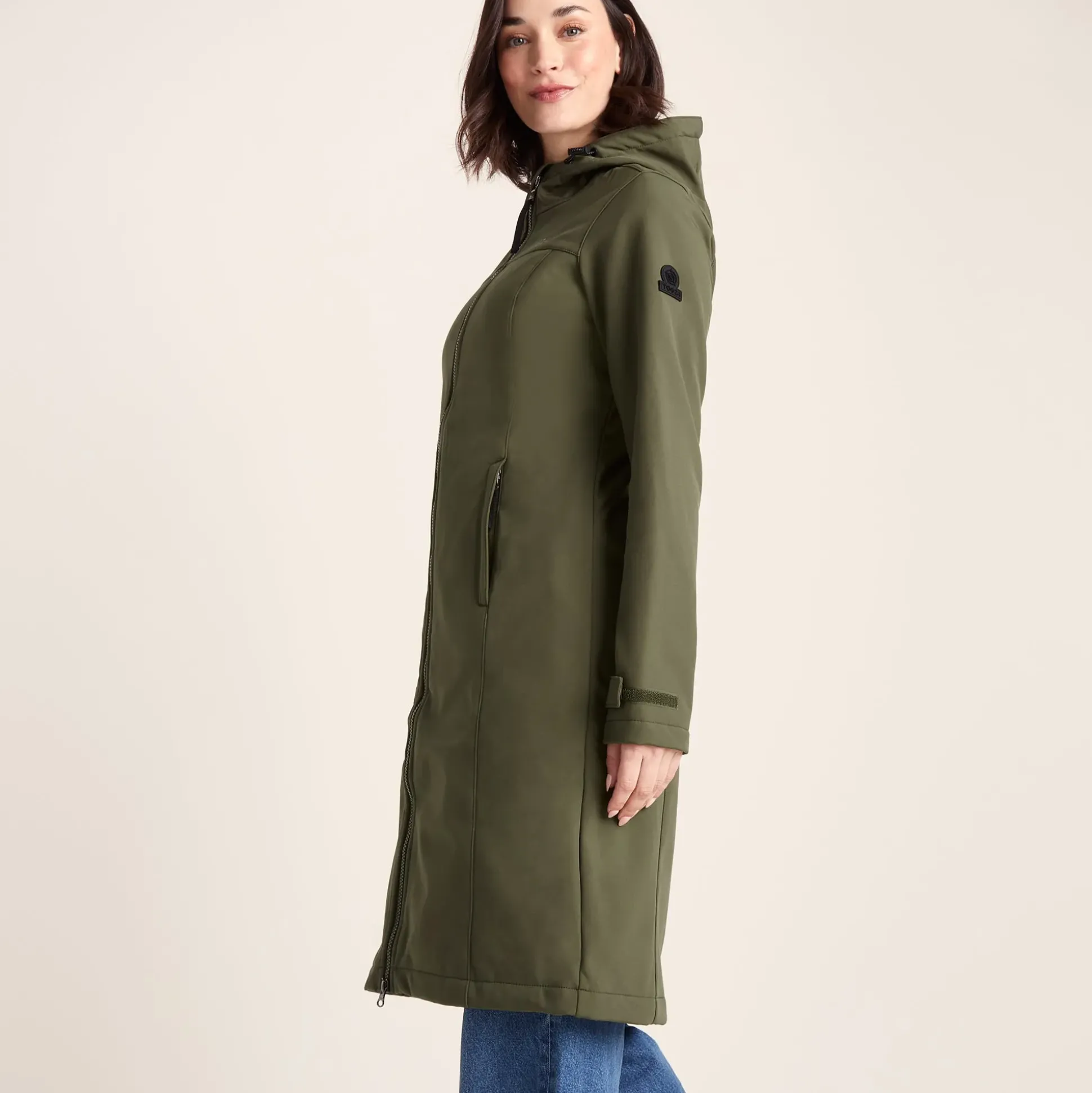 Marina Womens Long Water Resistant Softshell Jacket - Khaki