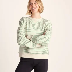 Marsella Womens Relaxed Fit Supersoft Sweat - Basil Green Stripe