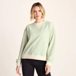 Marsella Womens Relaxed Fit Supersoft Sweat - Basil Green Stripe