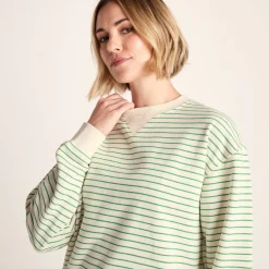 Marsella Womens Relaxed Fit Supersoft Sweat - Basil Green Stripe