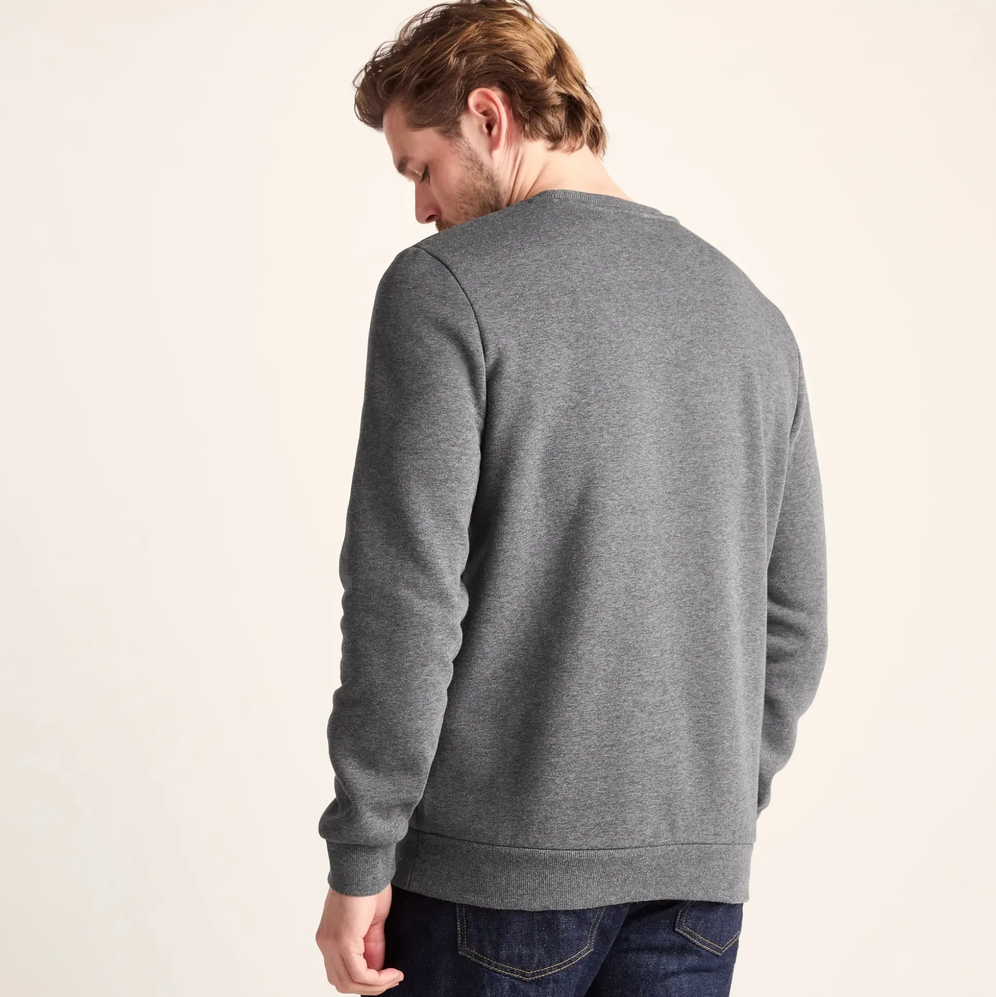 Mellor Mens Supersoft Cotton Rich Sweat - Dark Grey Marl