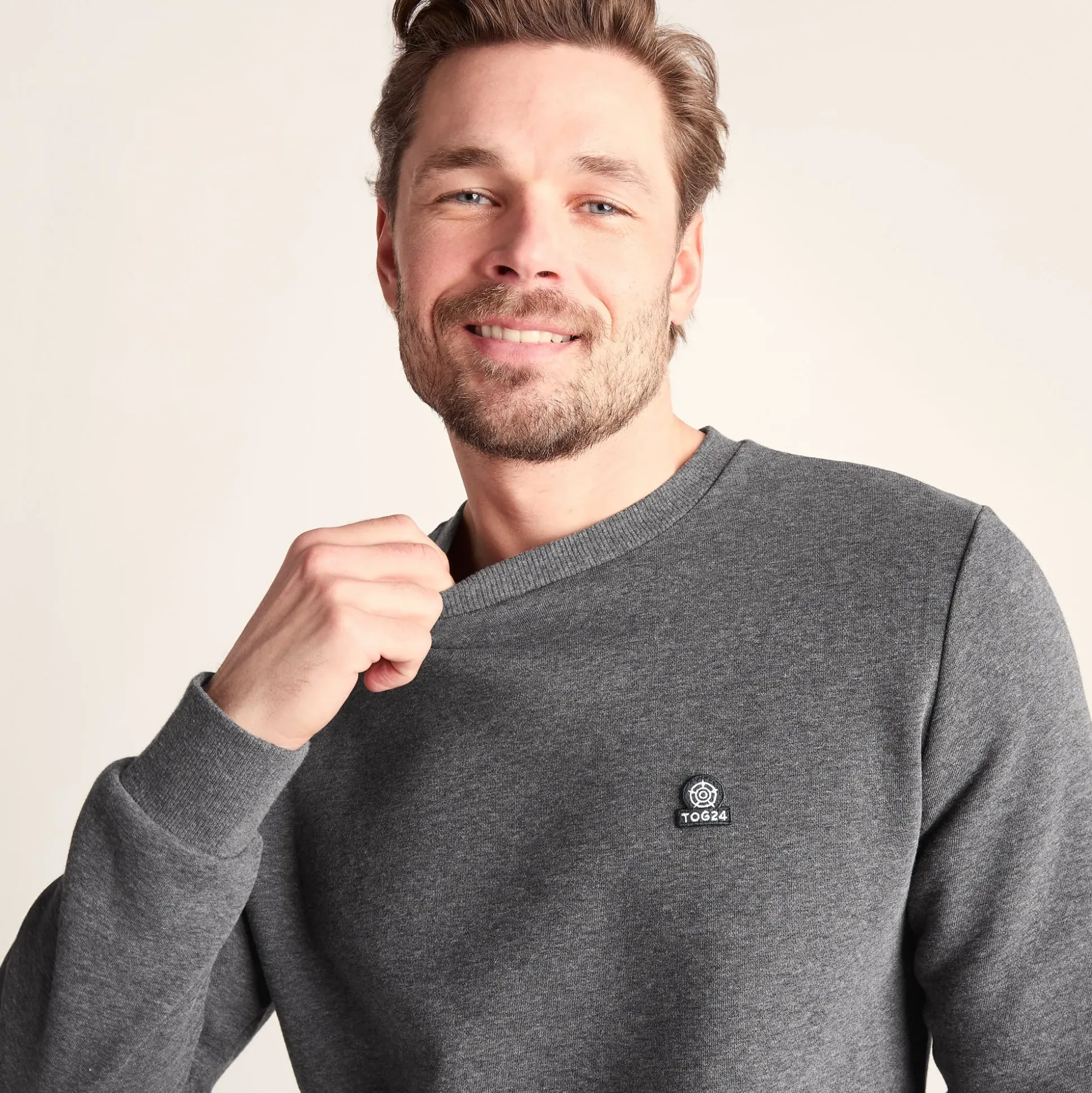 Mellor Mens Supersoft Cotton Rich Sweat - Dark Grey Marl