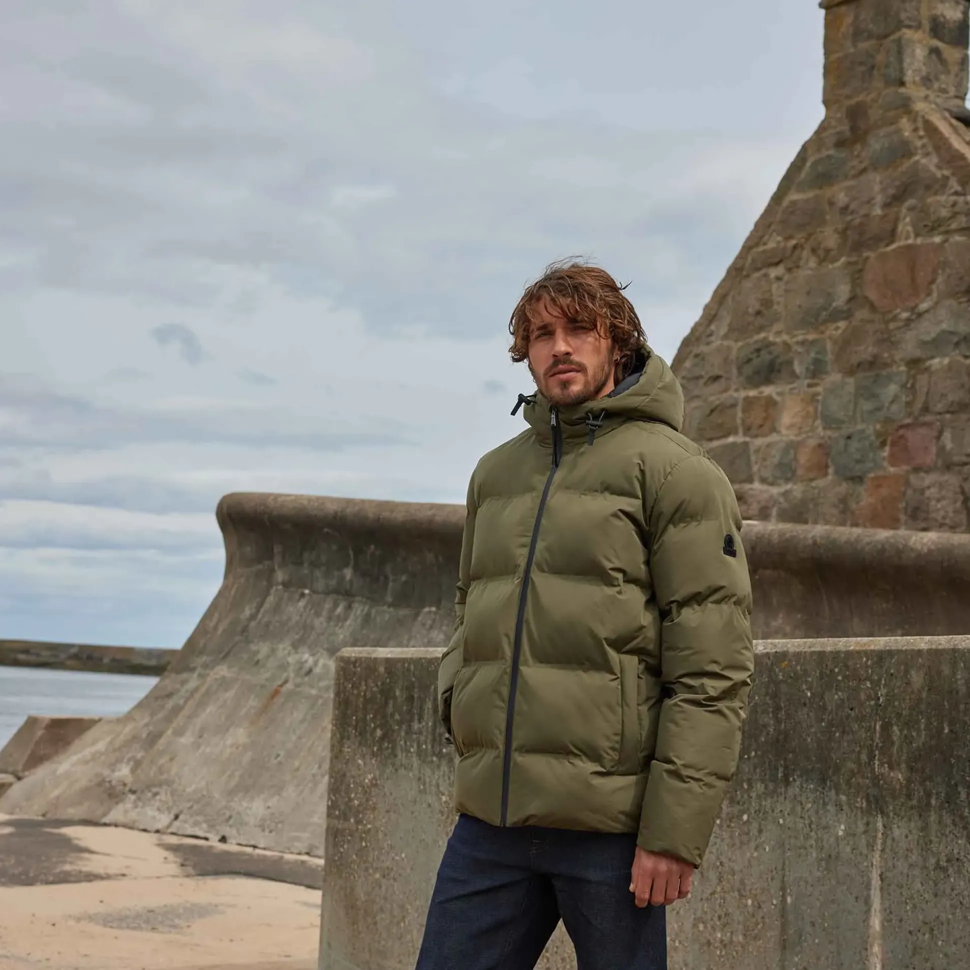 Menka Mens Shower Resistant Insulated Jacket - Khaki