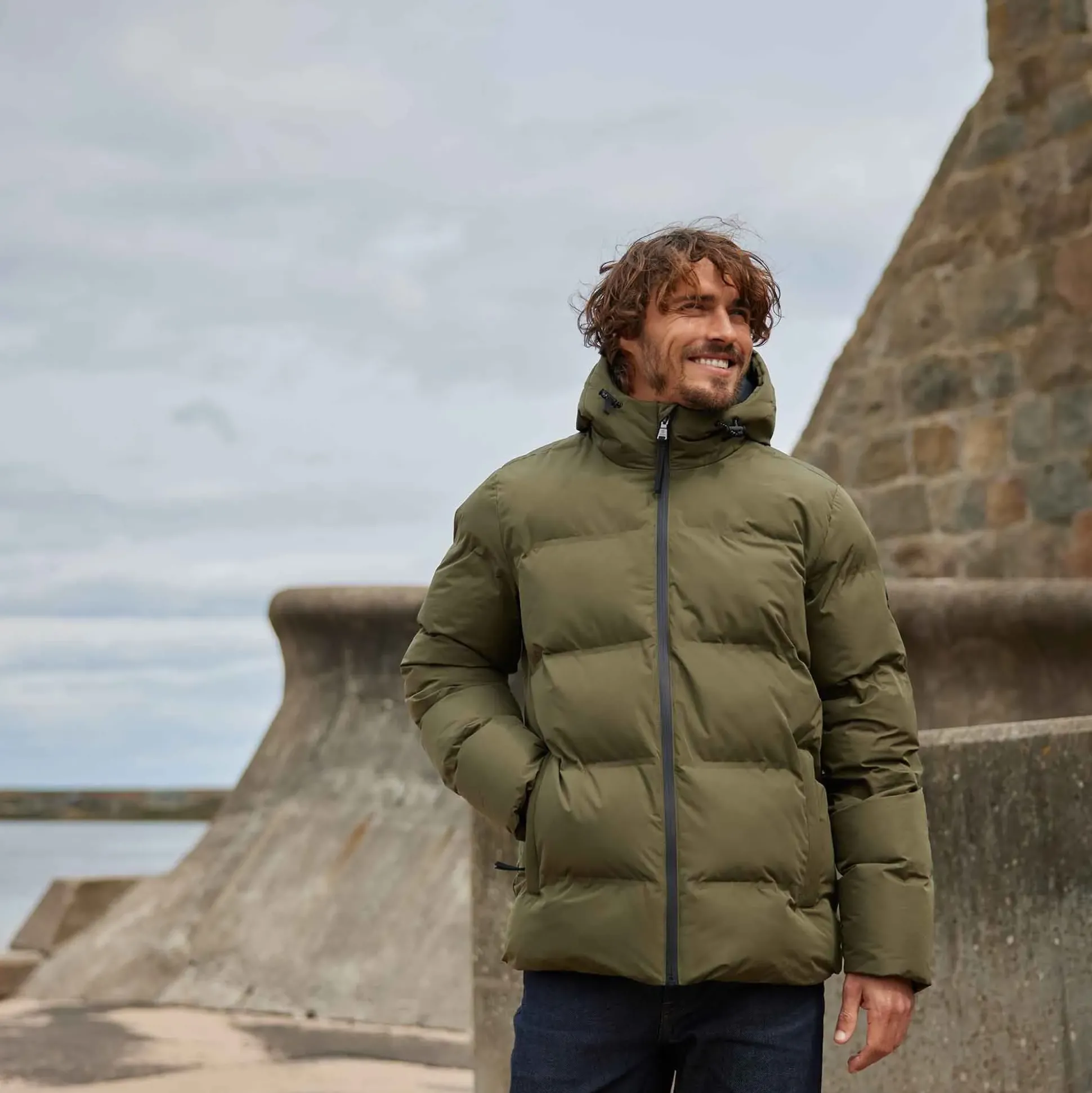 Menka Mens Shower Resistant Insulated Jacket - Khaki