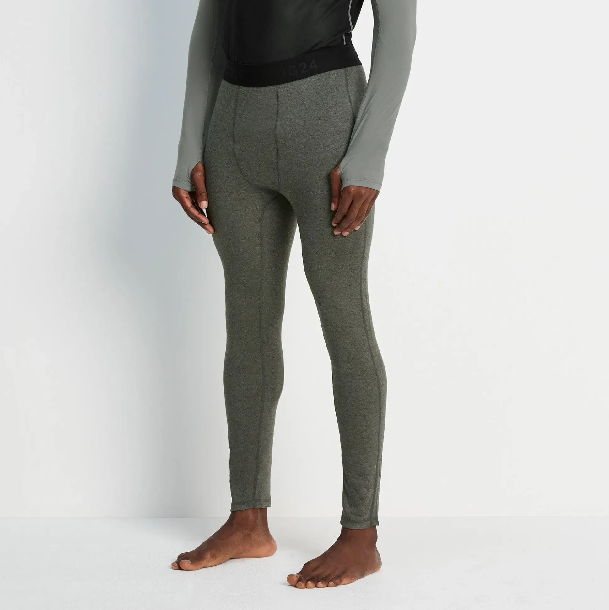 Meru Mens Cashmere Touch Base Layer Leggings - Dark Grey Marl