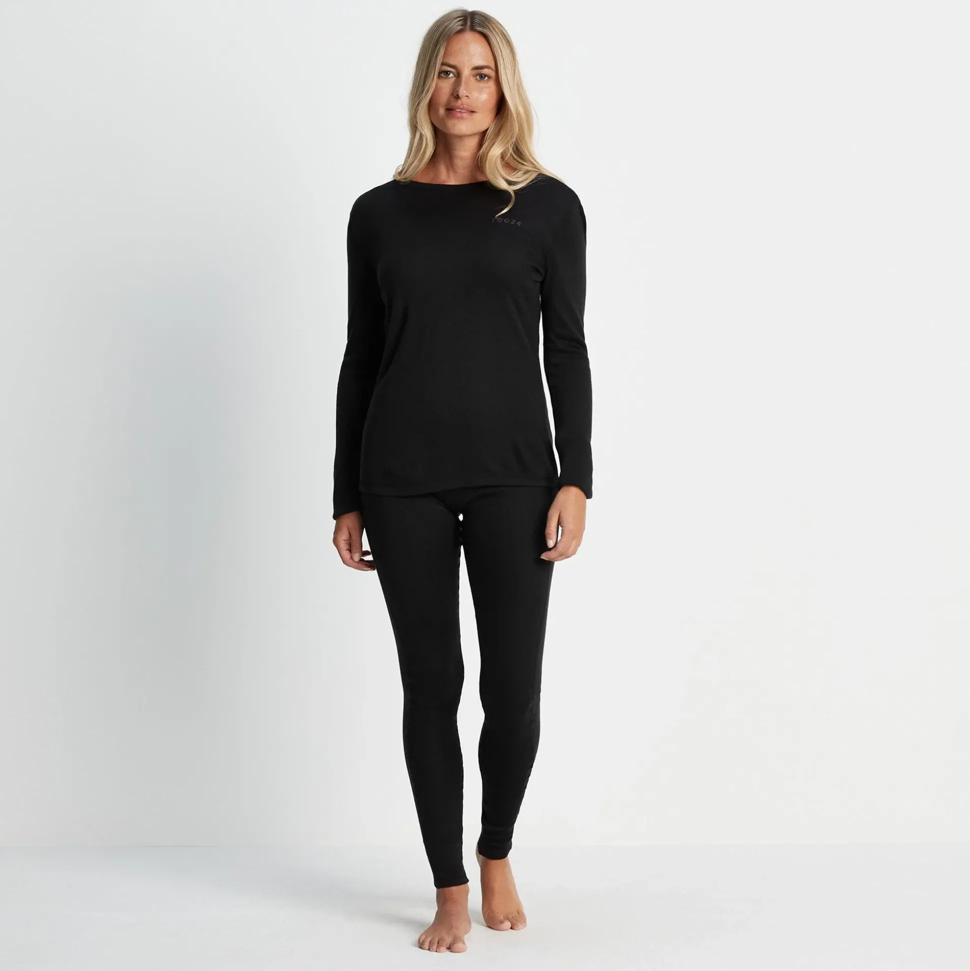 Meru Womens Cashmere Touch Base Layer Set - Black