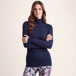 Meru Womens Cashmere Touch Roll Neck Base Layer - Oxford Blue